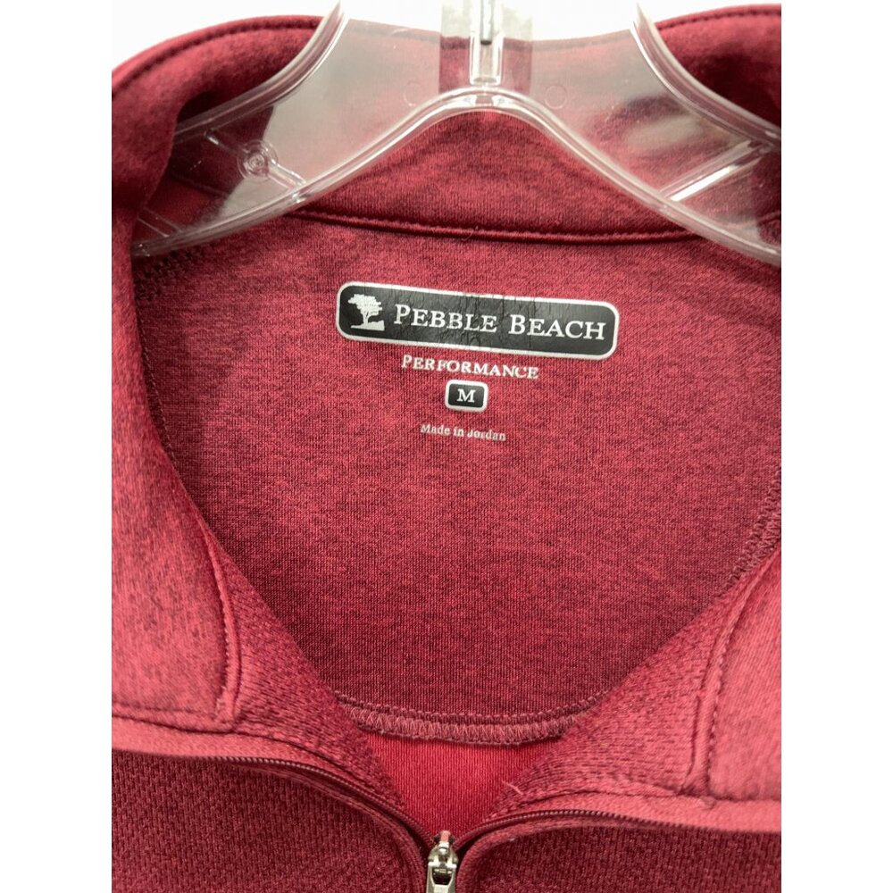 Pebble Beach Mens Merlot Performance Tech Golf 1/4 Zip Country Club Pullover Med - Picture 3 of 7